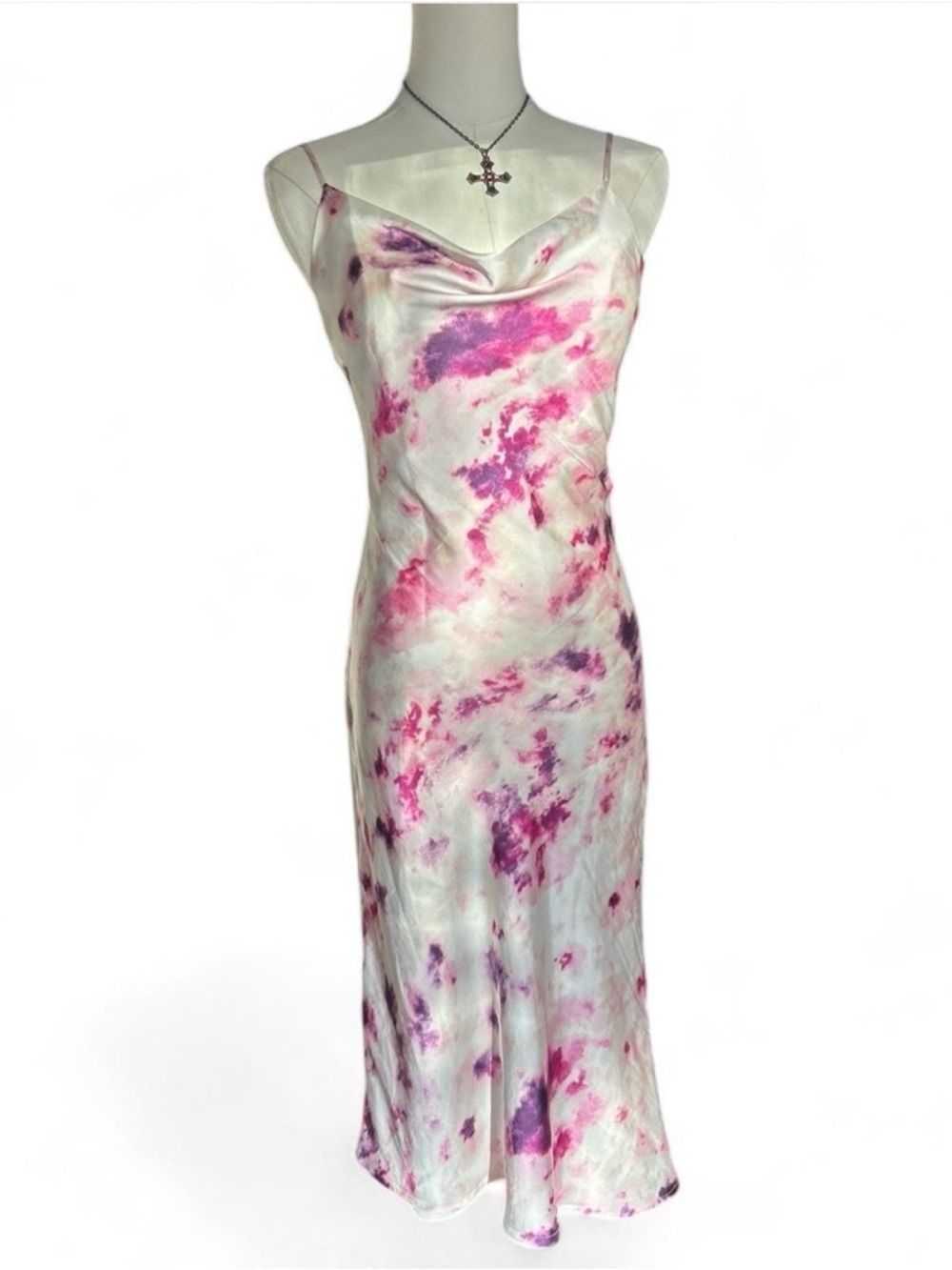Bardot | Satin Tie-die Cowl Neck Spaghetti Strap Cocktail Slip Dress Size XS/4